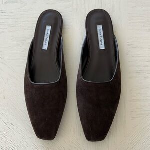 Emma Parsons Espresso suede flat mule . New 40/9-9.5